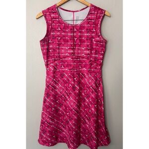 Title Nine Dream Dress Womens M Pink Geometric Sleeveless Activewear Stretch